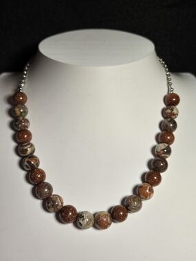 Rhyolite Jasper and Goldstone Necklace